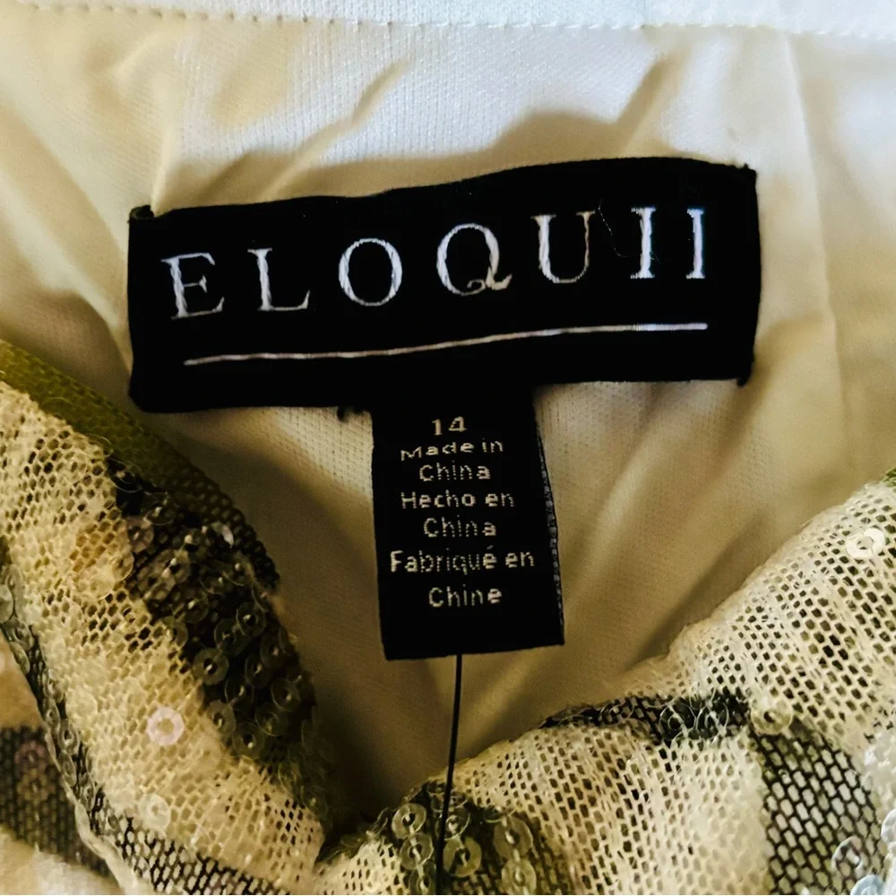 Eloquii NWT Sz 14 Zebra Patterned Sequined Maxi Skirt in Cream and Green - Picture 4 of 8
